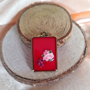Piros nőies medál rózsákkal, Ékszer, Nyaklánc, Medál, Ékszerkészítés, MESKA