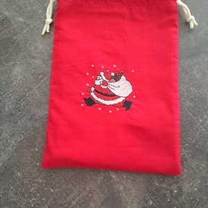 Varrott Mikulás zsák, Karácsony, Mikulás, Mikulás zsák, zokni, csizma, Varrás, MESKA