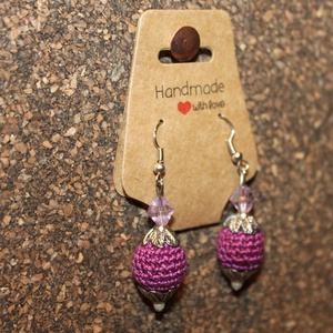 Lila horgolt gömb fülbevaló - ékszer - fülbevaló - lógó fülbevaló - Meska.hu Lila horgolt gömb fülbevaló - ékszer - fülbevaló - lógó fülbevaló - Meska.hu