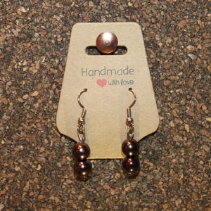 Sötét bronz színű gyöngy fülbevaló, Ékszer, Fülbevaló, Lógó fülbevaló, , MESKA