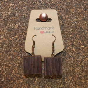 Wenge fa kézműves fülbevaló, Ékszer, Fülbevaló, Lógó fülbevaló, Famegmunkálás, Ékszerkészítés, MESKA
