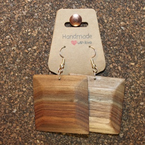 Fekete dió kézműves fülbevaló, Ékszer, Fülbevaló, Lógó fülbevaló, Famegmunkálás, Ékszerkészítés, MESKA