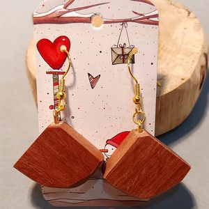 Mahagóni, fa kézműves fülbevaló - Meska.hu