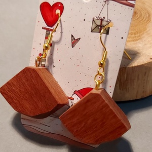 Mahagóni, fa kézműves fülbevaló - ékszer - fülbevaló - lógó fülbevaló - Meska.hu