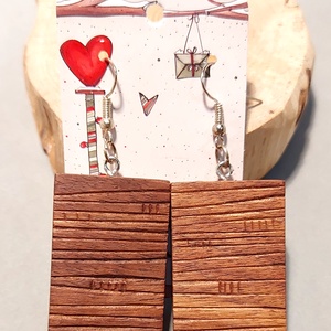 Fekete dió kézműves karácsonyi fülbevaló - ékszer - fülbevaló - lógó fülbevaló - Meska.hu