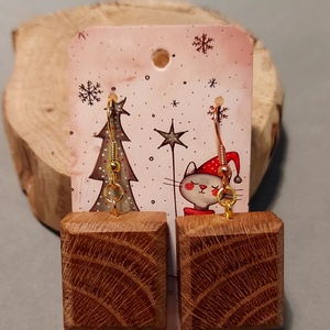 Tölgy kézműves karácsonyi fülbevaló - Meska.hu