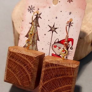 Tölgy kézműves karácsonyi fülbevaló - ékszer - fülbevaló - lógó fülbevaló - Meska.hu