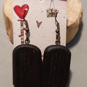 Gőzölt tölgy fa kézműves karácsonyi fülbevaló - Meska.hu