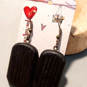 Gőzölt tölgy fa kézműves karácsonyi fülbevaló - ékszer - fülbevaló - lógó fülbevaló - Meska.hu