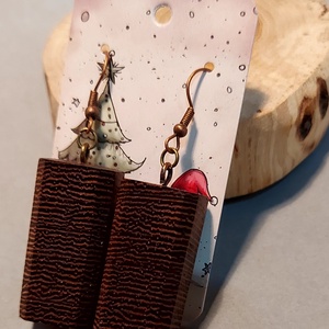 Wenge fa kézműves fülbevaló - Meska.hu