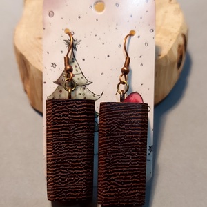 Wenge fa kézműves fülbevaló - ékszer - fülbevaló - lógó fülbevaló - Meska.hu