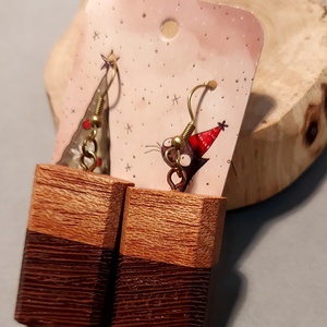 Wenge fa kézműves fülbevaló - ékszer - fülbevaló - lógó fülbevaló - Meska.hu