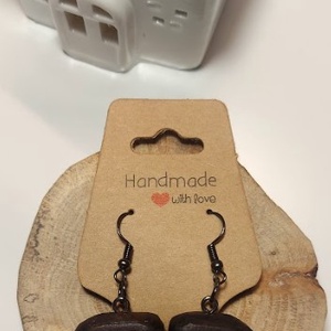Gőzölt tölgy fa kézműves fülbevaló, Ékszer, Fülbevaló, Lógó fülbevaló, Famegmunkálás, Ékszerkészítés, MESKA