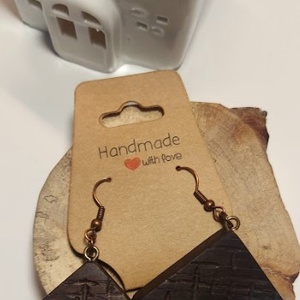 Gőzölt tölgy fa kézműves fülbevaló, Ékszer, Fülbevaló, Lógó fülbevaló, Famegmunkálás, Ékszerkészítés, MESKA