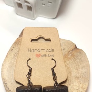 Gőzölt tölgy fa kézműves fülbevaló, Ékszer, Fülbevaló, Lógó fülbevaló, Famegmunkálás, Ékszerkészítés, MESKA