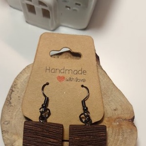 Wenge fa kézműves fülbevaló, Ékszer, Fülbevaló, Lógó fülbevaló, Famegmunkálás, Ékszerkészítés, MESKA