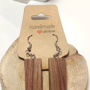 Fekete dió kézműves fülbevaló, Ékszer, Fülbevaló, Lógó fülbevaló, Famegmunkálás, Ékszerkészítés, MESKA