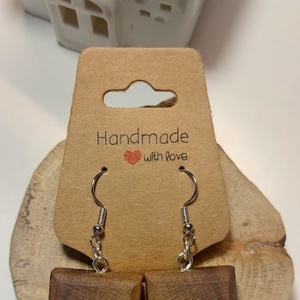 Fekete dió kézműves fülbevaló - Meska.hu