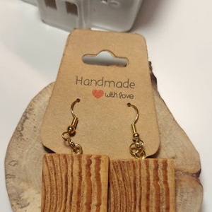 Vörösfenyő fa kézműves fülbevaló - Meska.hu