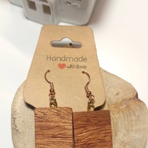 Niangon fa kézműves fülbevaló egyedi faragással - Meska.hu