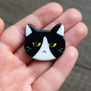 Cica hűtőmágnes - Fekete tuxedo Morcos - otthon & életmód - konyhafelszerelés, tálalás - konyhai dekoráció - hűtőmágnes - Meska.hu