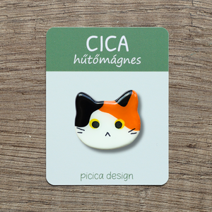 Cica hűtőmágnes - Narancs fekete foltos Kancsal, Otthon & Életmód, Konyhafelszerelés, tálalás, Konyhai dekoráció, Hűtőmágnes, Gyurma, Festett tárgyak, MESKA