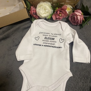 Keresztszülő felkérő body - ruha & divat - babaruha & gyerekruha - body - Meska.hu