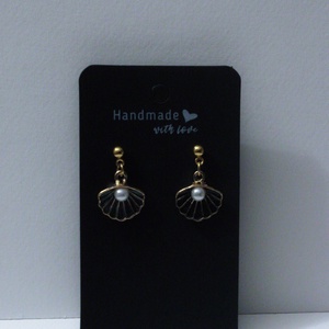 Fekete kagylós Fülbevaló - ékszer - fülbevaló - lógó fülbevaló - Meska.hu