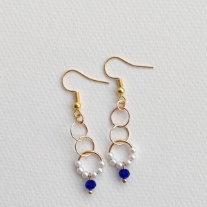 Lógós karika fülbevaló gyöngyökkel , Ékszer, Fülbevaló, Karika fülbevaló, Ékszerkészítés, MESKA