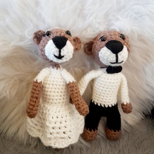 Horgolt macipár - esküvőre, eljegyzésre., Esküvő, Esküvői szett, Horgolás, MESKA