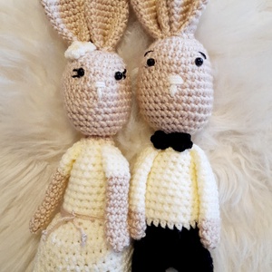 Horgolt nyuszipár- esküvőre, eljegyzésre., Esküvő, Esküvői szett, Horgolás, MESKA