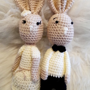 Horgolt nyuszipár- esküvőre, eljegyzésre. - esküvő - esküvői szett - Meska.hu