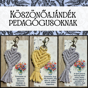 Makramé Szívecske Kulcstartó - Köszönőajándék Tanároknak - Meska.hu