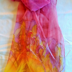 Napos-tulipános áttetsző chiffon kendő - Meska.hu