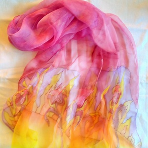 Napos-tulipános áttetsző chiffon kendő -  - Meska.hu