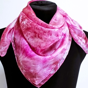 Tavaszi, batikolt, pink selyemkendő  - ruha & divat - sál, sapka, kendő - vállkendő - Meska.hu