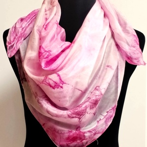 Tavaszi, kézzel festett, batikolt pink selyemkendő  - Meska.hu
