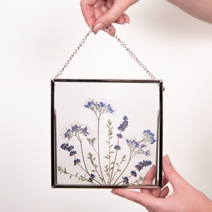 Anyák napja ajándék Levendula és kékszakáll virágok ezüstös keretben 16 x 16 cm - otthon & lakás - dekoráció - kép & falikép - képkeret - Meska.hu