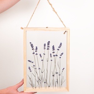 Levendula virágok natúr fa keretben 21 x 38 x 4.4 cm - otthon & életmód - dekoráció - kép & falikép - képkeret - Meska.hu