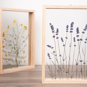 Páros ajánlat Levendula és Sárga virágos képek natúr fa keretben 21 x 38 x 4.4 cm - otthon & életmód - dekoráció - kép & falikép - képkeret - Meska.hu
