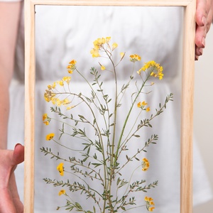 Páros ajánlat Levendula és Sárga virágos képek natúr fa keretben 21 x 38 x 4.4 cm - otthon & életmód - dekoráció - kép & falikép - képkeret - Meska.hu