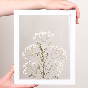 Fátyolvirágok fehér fa keretben 22,5 x 27,5 x 3 cm - otthon & életmód - dekoráció - kép & falikép - üvegkép - Meska.hu