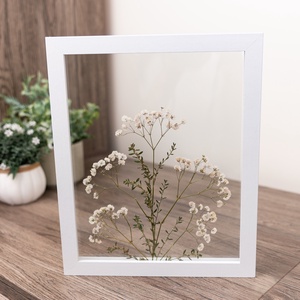 Fátyolvirágok fehér fa keretben 22,5 x 27,5 x 3 cm - otthon & életmód - dekoráció - kép & falikép - üvegkép - Meska.hu