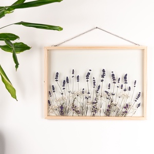 Levendula és fátyolvirágok NAGY MÉRETŰ natúr fa keretben 30 x 42  x 2.3 cm - otthon & életmód - dekoráció - kép & falikép - képkeret - Meska.hu