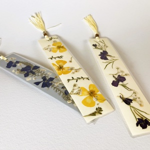 1# Préselt virágos laminált könyvjelző 3 db-os csomagban 20 cm x 4 cm  - otthon & életmód - dekoráció - kép & falikép - üvegkép - Meska.hu