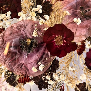 Rózsaszín-bordó préselt csokor NAGY MÉRETŰ natúr fa keretben 30 x 42  x 2.3 cm - otthon & életmód - dekoráció - kép & falikép - képkeret - Meska.hu