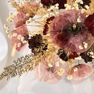 Rózsaszín-bordó préselt csokor NAGY MÉRETŰ natúr fa keretben 30 x 42  x 2.3 cm - otthon & életmód - dekoráció - kép & falikép - képkeret - Meska.hu