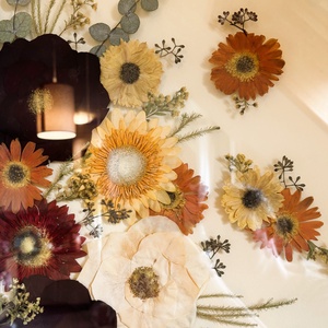 Vegyes virágos kép dupla üveggel NAGY MÉRETŰ natúr fa keretben 46 x 56 cm - Meska.hu