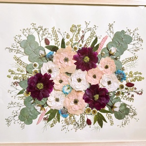 Esküvői csokor préselés, örökcsokor 40x50 cm lebegő keretben - egyedi megrendelésre - otthon & életmód - virágdekoráció - virágdíszek - fali virágdekoráció - Meska.hu