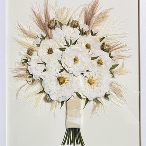 Örökcsokor 40x50 cm keretben, menyasszonyi csokor préselés - egyedi megrendelésre - otthon & életmód - virágdekoráció - virágdíszek - fali virágdekoráció - Meska.hu